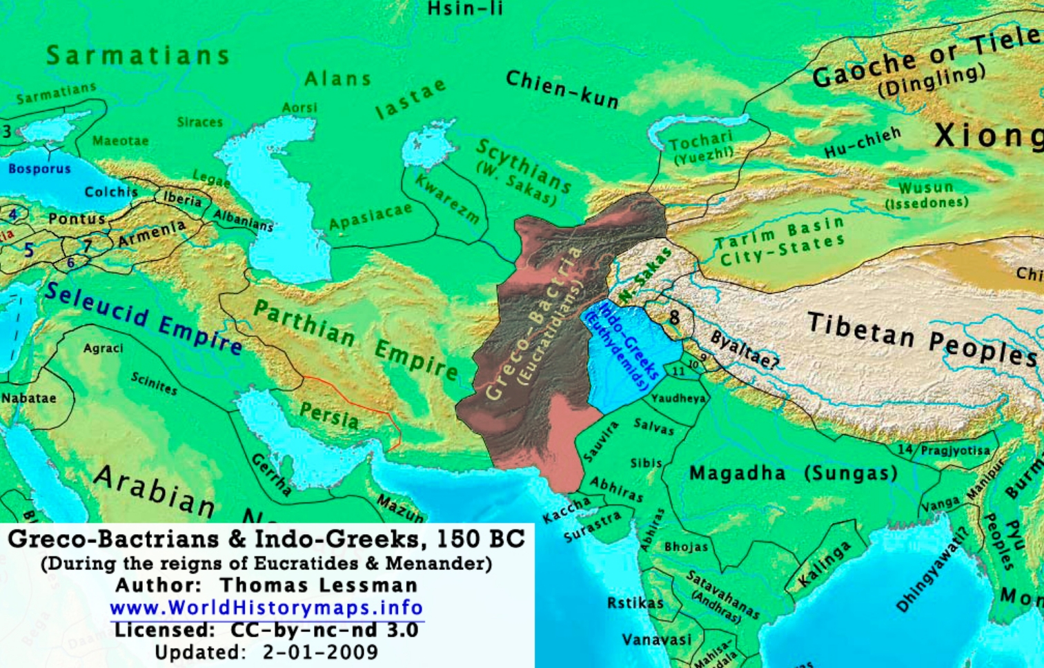 Map of Indo Greeks Invasion in Indian Sub-continent